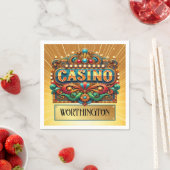 SERVIETTE EN PAPIER CASINO. CARTES. BINGO (En situation)