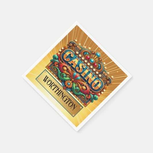 SERVIETTE EN PAPIER CASINO. CARTES. BINGO (Coin)