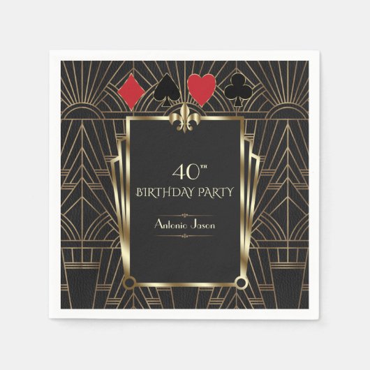 Serviette En Papier Casino Royale Poker 40e fête d'anniversaire (Devant)