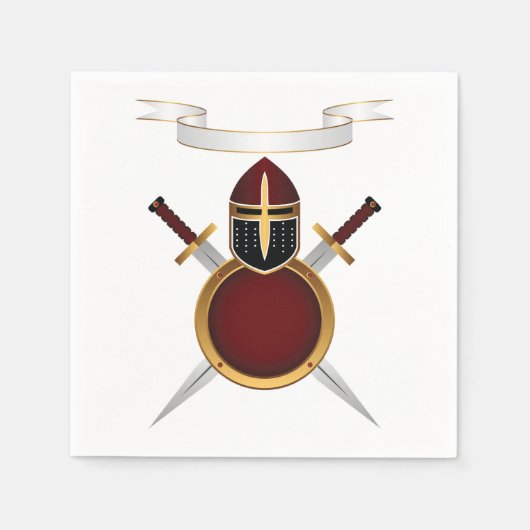 Serviette En Papier Casque Chevalier Médiéval Crest Bouclier des épées (Devant)