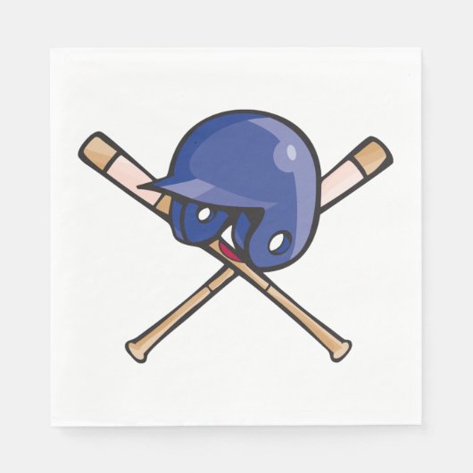 Serviette En Papier Casque de baseball et chauves-souris (Devant)