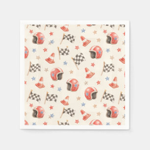 Serviette En Papier Casque de course rétro Drapeau à damier Anniversai