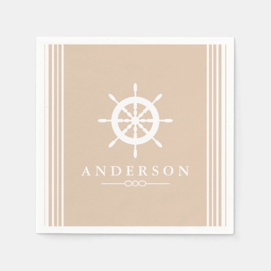Serviette En Papier Casque de navire blanc nautique (Devant)