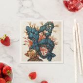 SERVIETTE EN PAPIER CASQUE DE NUIT ANTIQUE AVEC BLEU ROUGE (En situation)