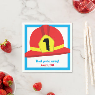 Serviette En Papier Casque rouge pompier âge Customisé Anniversaire