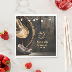 Serviette En Papier Casquette de bottes de campagne, Mariage de grange