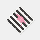 Serviette En Papier Casquette de graduation rose monogramme + bandes n (Coin)