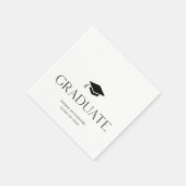 Serviette En Papier Casquette de graduation simple en noir et blanc (Coin)