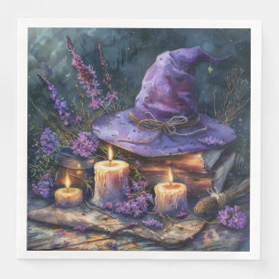 Serviette En Papier Casquette de la sorcière aquarelle avec des fleurs