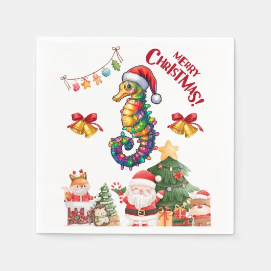 Serviette En Papier Casquette de Noël de Seahorse (Devant)