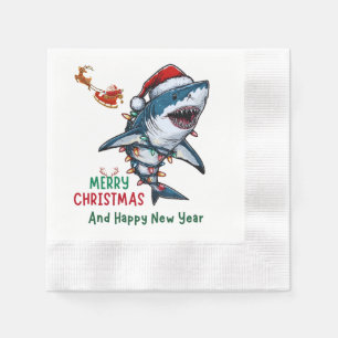 Serviette En Papier Casquette de Noël des requins Noël Noël Noël Noël 