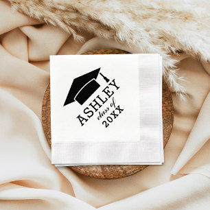 Serviette En Papier Casquette de remise des diplômes noire moderne Fêt