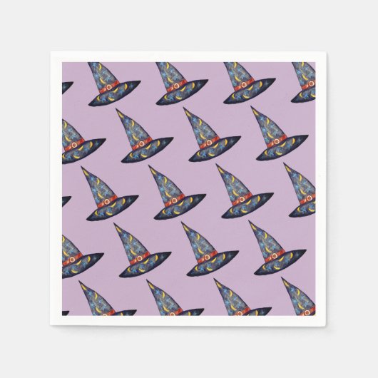 Serviette En Papier Casquette de sorcière noire Dessin serviettes (Devant)