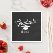 Serviette En Papier Casquette diplômé Noir Blanc Nom Classe de (En situation)