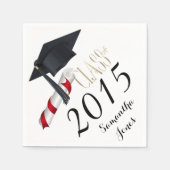 Serviette En Papier Casquette et diplôme 2015 Graduation Party Napkins (Devant)