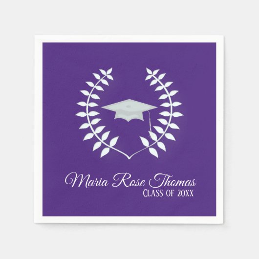 Serviette En Papier Casquette et Feuilles en papier violet (Devant)