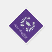 Serviette En Papier Casquette et Feuilles en papier violet (Coin)