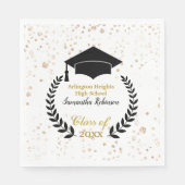 Serviette En Papier Casquette noir et Laurel Graduation Party Napkins (Devant)