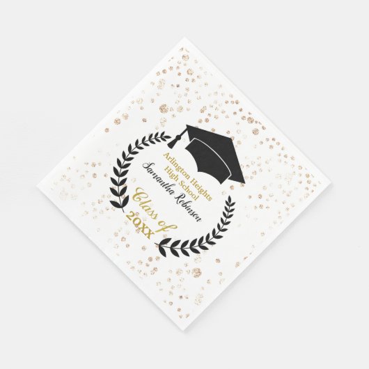 Serviette En Papier Casquette noir et Laurel Graduation Party Napkins (Coin)