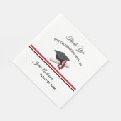 Serviette En Papier Casquette noir et rouge & Tassel | Graduation Part (Coin)