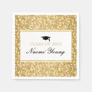 Serviette En Papier Casquette noir Parties scintillant or et blanc