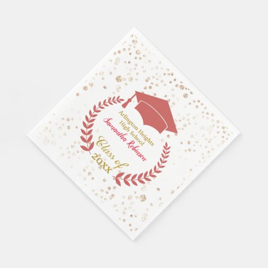 Serviette En Papier Casquette rouge et Laurel Graduation Party Napkins (Coin)