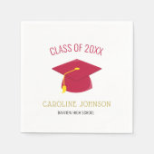 Serviette En Papier Casquette rouge moderne et diplôme de baseball (Devant)