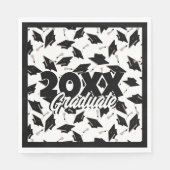 Serviette En Papier Casquettes de graduation noir jetées en l'air sur (Devant)