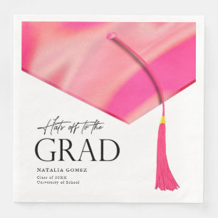 Serviette En Papier Casquettes De La Fin De La Grad Holographique Pink