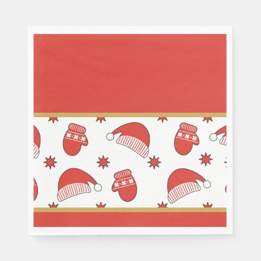 Serviette En Papier Casquettes de Noël et Mittens (Devant)