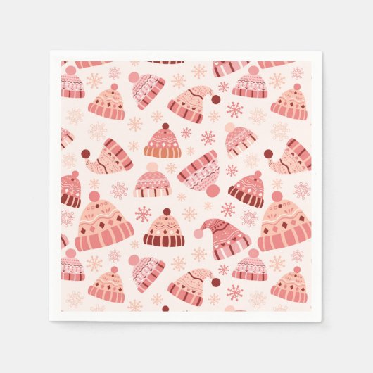 Serviette En Papier Casquettes d'hiver et Mittens (Devant)