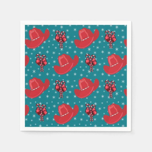 Serviette En Papier Casquettes Et Sucres de canne De Noël Occidentaux (Devant)