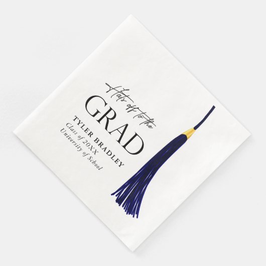 Serviette En Papier Casquettes Partir À Grad Blue & Gold Tassel Gradua (Coin)