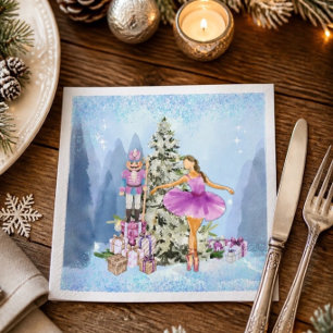 Serviette En Papier Casse-noisette et ballerine Noël lavande