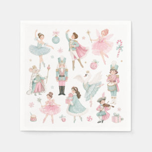 Serviette En Papier Casse-Noisette Noël Pastel Ballet Rose Papier