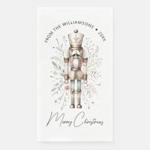 Serviette En Papier Casse-noisette rose et or Joyeux Noël