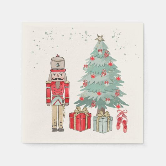 Serviette En Papier Casse-noix, arbre de Noël & cadeaux (Devant)
