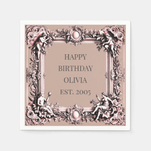 Serviette En Papier Casserole à Frame Victorien Personnalisé - Mocha m