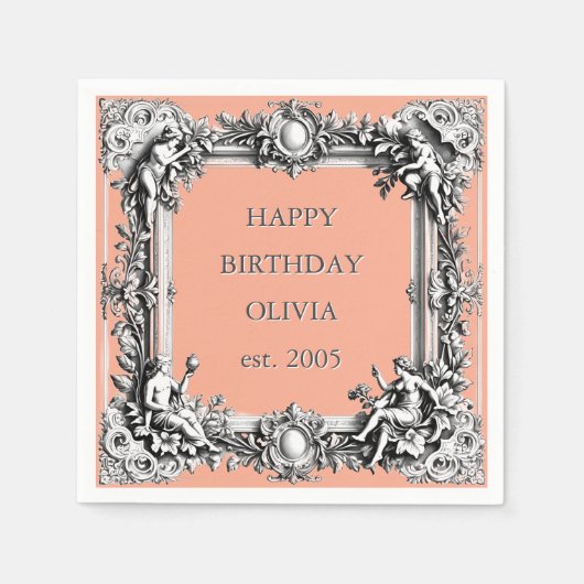 Serviette En Papier Casserole Victorienne Personnalisée - Argile rose (Devant)