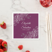 Serviette En Papier Cassis Purple & Silver Frills Mariage élégant (En situation)