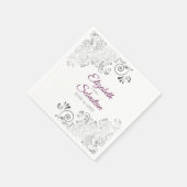 Serviette En Papier Cassis violet avec frites d'argent Mariage élégant (Coin)