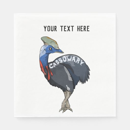 Serviette En Papier cassowary colored woth text (Devant)