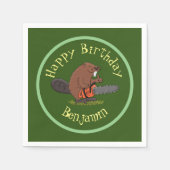 Serviette En Papier Castor avec dessin de tronçonneuse (Devant)