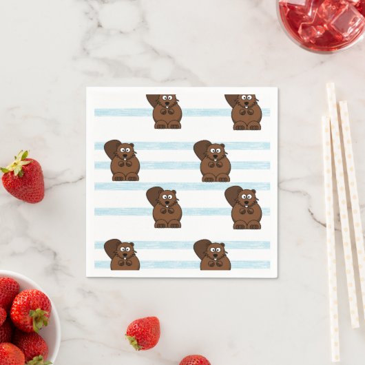 Serviette En Papier Castor sur bandes bleues (En situation)