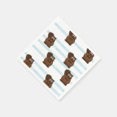 Serviette En Papier Castor sur bandes bleues (Coin)