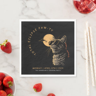 Serviette En Papier Cat 2024 Total Solaire Eclipse Viewing Party Invi