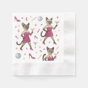 Serviette En Papier Cat Bachelorette Part femme Fille Lady amoureux de