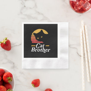 Serviette En Papier Cat Brother Style Vintage Retro Cadeau Pour Amoure