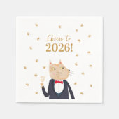 Serviette En Papier Cat Cheers to 2026 New Year (Devant)