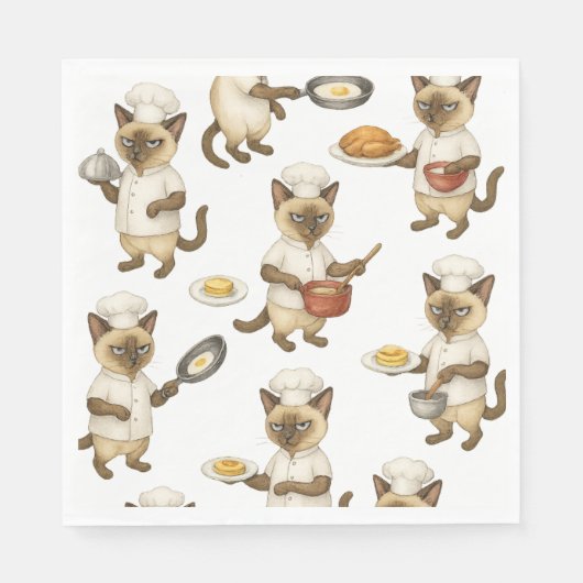 Serviette En Papier Cat Chef is cuisine Breakfast (Devant)